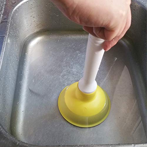 Drain Plunger, Mini Sink Unclogger, Small 4-Inch Clog Remover | Rubber Cup Hand Plumber Helper, Force Tiny Compact Tool with 9" Short Handle for Kitchen Bathroom, Toilet, Shower, Bath Tub - color: Green + Yellow