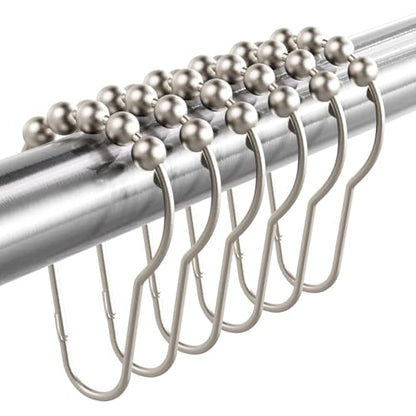 Titanker Shower Curtain Hooks Rings, Rust-Resistant Metal Shower Curtain Hooks for Bathroom Shower Rods Shower Hooks Shower Rings for Curtain - Set of 12, Matte Nickel - color: Matte Nickel