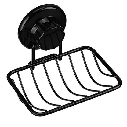 Super Powerful Vacuum Suction Cup Shower Soap Dish - Strong Rustproof Stainless Steel Soap Saver Sponge Holder for Bathroom & Kitchen Sink, Black - color: Black