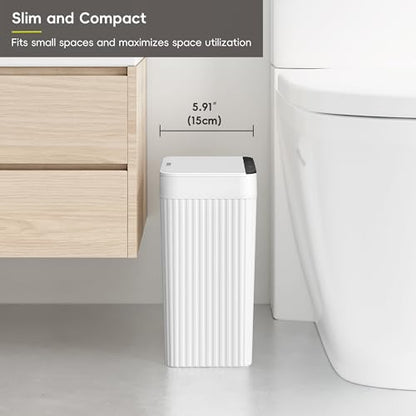 EKO Brio 10L/2.6 Gallon Motion Sensor Trash Can, Automatic Touchless Bathroom Garbage Bin, Waterproof Smart Trash Can for Kitchen, Bedroom, and Office, White - size: Brio 10L- Glacier White