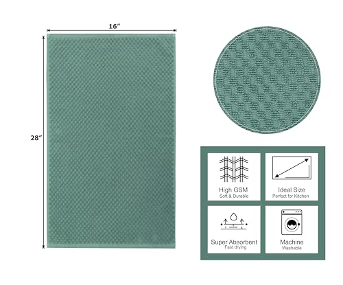 COTTON CRAFT Amazing Kitchen Towels - 8 Pack 100% Cotton Waffle Terry Towel | Seafoam - 16x28 Euro Café Waffle Weave Dish Towels - Soft Absorbent Quick Dry Low Lint Reusable Pantry Bar Cleaning Cloth - color: Seafoam, size: 8 Pack