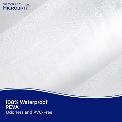 Kenney MB61122PK2 Microban Protected Lightweight 2.8 Gauge Waterproof PEVA Shower Curtain Liner with Durable Eyelet Hang Holes and Weighted Magnetic Hem for Bathroom, 70" W x 72" H, Clear, 2-Pack - color: Clear