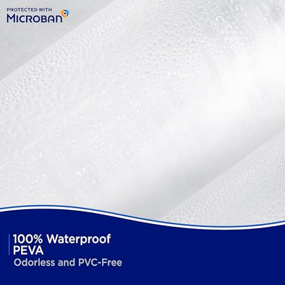Kenney MB61122PK2 Microban Protected Lightweight 2.8 Gauge Waterproof PEVA Shower Curtain Liner with Durable Eyelet Hang Holes and Weighted Magnetic Hem for Bathroom, 70" W x 72" H, Clear, 2-Pack - color: Clear