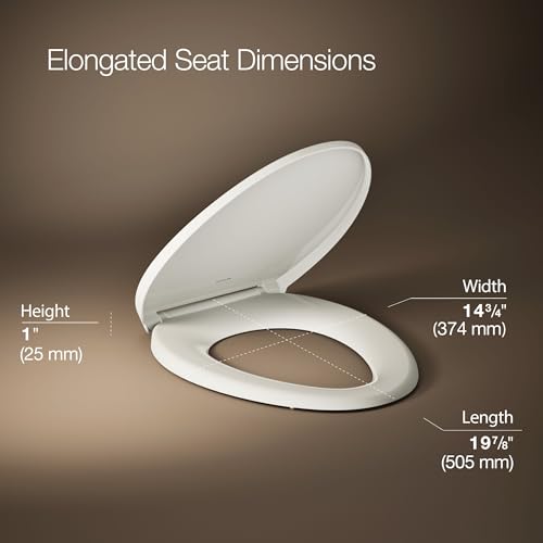 Kohler K-27331-96 Glissade ReadyLatch Quiet Close Elongated Toilet Seat, Biscuit - color: Biscuit, size: ELONGATED