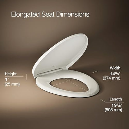 Kohler K-27331-96 Glissade ReadyLatch Quiet Close Elongated Toilet Seat, Biscuit - color: Biscuit, size: ELONGATED