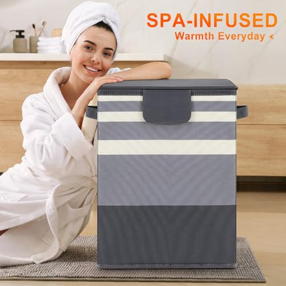 Foldable 40L Large Towel Warmer Bucket，360° Even Heating SPA Towel Warmers for Bathroom, Fast Heating with 4 Modes & 30/60/90 Min Presets & Auto Shut-Off, Gift Box - color: Gradient Grey