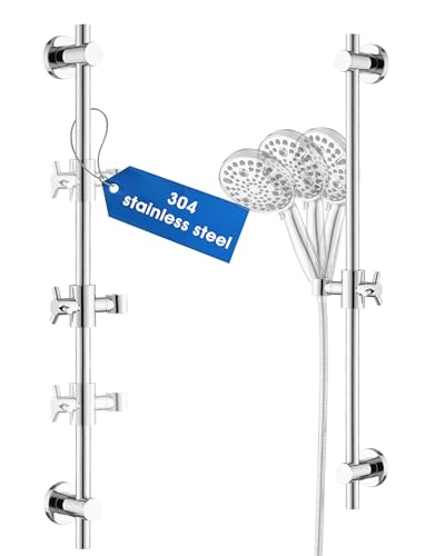 All Metal Shower Slide Bar with Adjustable Handheld Shower Head Holder, 25 Inch SUS304 Stainless Steel Shower Rail, Replacement for RV, Camper, Hotel & Bathroom, Polished Chrome - color: CH