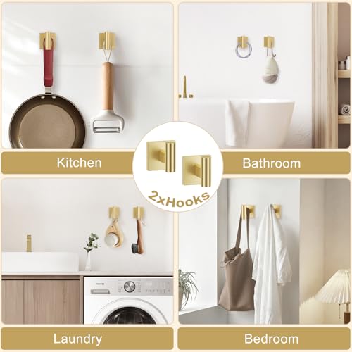 TURS 5-Pieces Brushed Gold Bathroom Hardware Set 23.6 Inch SUS304 Stainless Steel Towel Bar Set Wall Mounted Bathroom Accessories Set - color: Brushed Gold, size: 5-Pieces Set-B