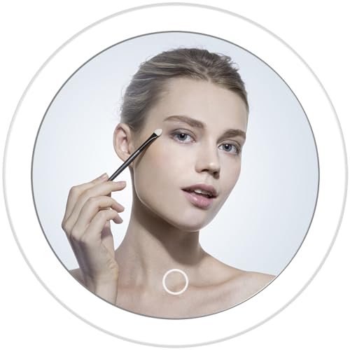 10X Magnifying Mirror, 6.8 Inch Magnifying Makeup Mirror with 3 Suction Cups, Magnified Makeup Mirror, Backlit LED Cosmetic Mirror Portable Makeup Mirror with 10X Magnification for Bedroom Travel