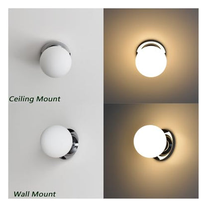 Chrome Wall Sconces, 1 Light Modern Globe Sconce, Wall Light for Bedroom Bathroom Living Room & Hallway Vanity Lighting, Ceiling Light Fixture (1-Light, Chrome) - color: Chrome, size: 1-Light