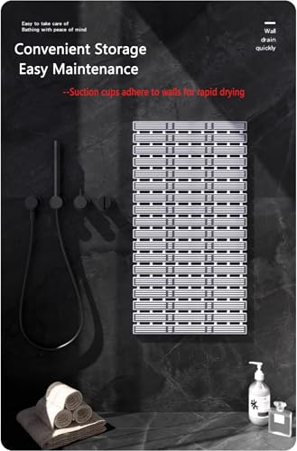 Bath Tub Shower Mat, 31 x 20 Inch, TPE Machine Washable Bathtub Floor Liner Bathroom Non-Slip Mats, Suction Cups and Drain Holes, Easy to Cut
