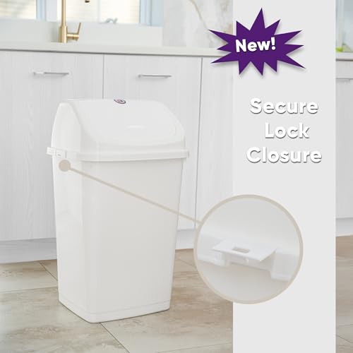 Superio Kitchen Trash Can 13 Gallon with Swing Lid, Plastic Tall Garbage Can Outdoor and Indoor, Large 52 Qt Recycle Bin and Waste Basket for Home, Office, Garage, Patio, Restaurant (White) - size: 13 Gallon, style: 1 Pack