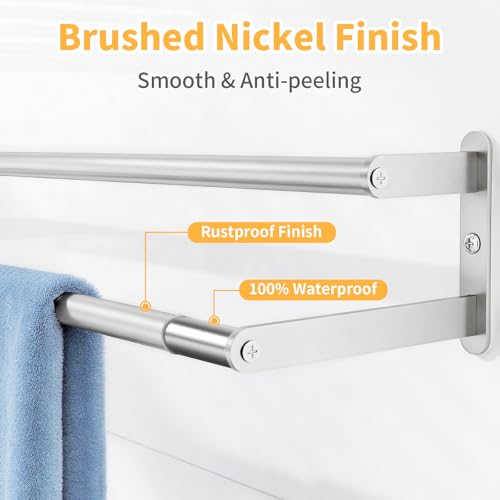 KLJKPA Double Towel Bar, Towel Holder for Bathroom, Brushed Nickel | Towel Rack for Bathroom Wall Mounted, Stainless Steel Double Bath Towel Bar - color: Brushed Nickel