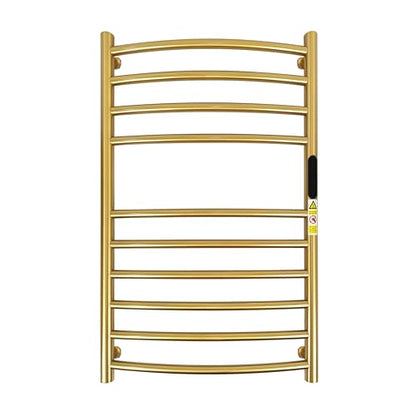 Luxury 10 Bars Gold Towel Warmer Wall Mount Electric Plug-in/Hardwired Heated Towel Rack, Heated Towel Drying Rack with Timer & Temperature Multi-Level Adjustable (Brushed Gold, 10 Bars) - color: Brushed Gold, size: 10 Bars