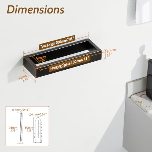 Sayayo Oil Rubbed Bronze Towel Bar for Bathroom, 8 Inch Hand Towel Holder Wall Mount Square Towel Ring SUS304 Stainless Steel Towel Rack - color: Oil Rubbed Bronze, size: 8 INCH