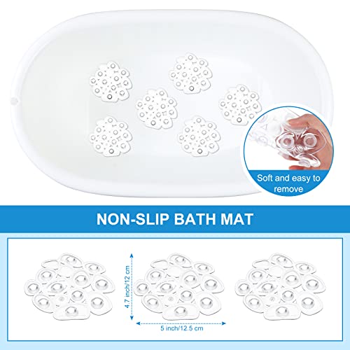 Riakrum 12 Pcs Non Slip Bathtub Stickers, Clear Anti Slip Shower Treads with Strong Suction Cups, Pebble Provides Traction Machine Washable No Residue, Safe(Transparent) - color: Transparent