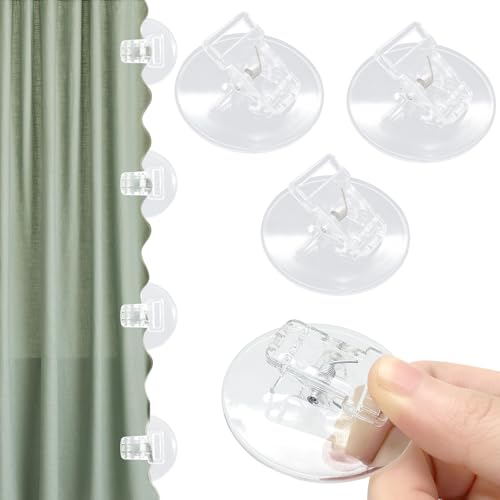 4 Pack Shower Curtain Clips, Windproof Shower Splash Guard，Self Adhesive Shower Curtain Holder for Inside Shower Splash Water Wall,Clear | Shower Clips for Curtain, Shower Windproof Splash Guard, Designed to prevent water splashes in the shower (Clear) -