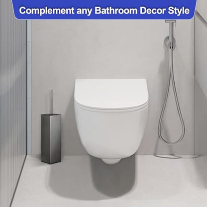 Toilet Brush and Holder Set Gun Gray Freestanding Toilet Bowl Brush for Bathroom - color: Gun Gray