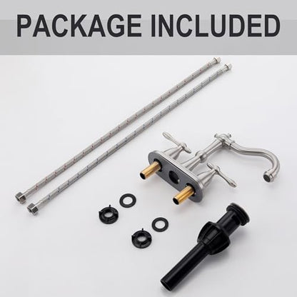 Brushed Nickel Bathroom Sink Faucet, Stainless Steel Centerset Antique Bathroom Faucet with Drain and Supply Hose,4 in Brushed Nickel Sink Faucet for Bathroom - color: Brushed Nickel