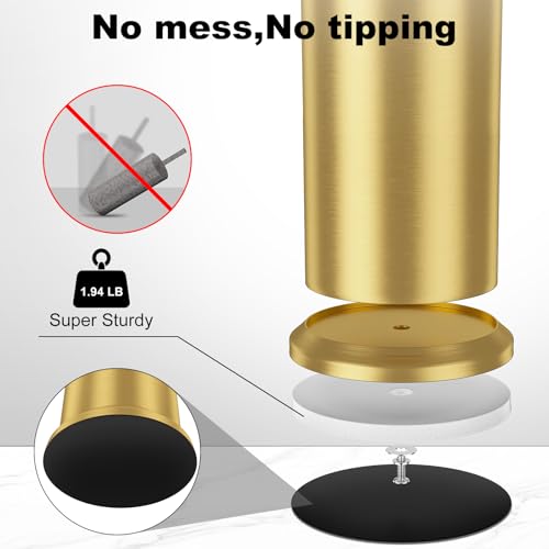 Brass Toilet Brush and Holder，Long Handled Gold Toilet Brush for Bathroom，Stainless Steel Heavy Duty Toilet Bowl Brush,Removable Inner Bowl,Deep Cleaning Dense Bristles Cleaner Brush -Space Saving - color: Brushed Brass
