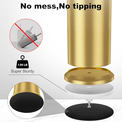 Brass Toilet Brush and Holder，Long Handled Gold Toilet Brush for Bathroom，Stainless Steel Heavy Duty Toilet Bowl Brush,Removable Inner Bowl,Deep Cleaning Dense Bristles Cleaner Brush -Space Saving - color: Brushed Brass