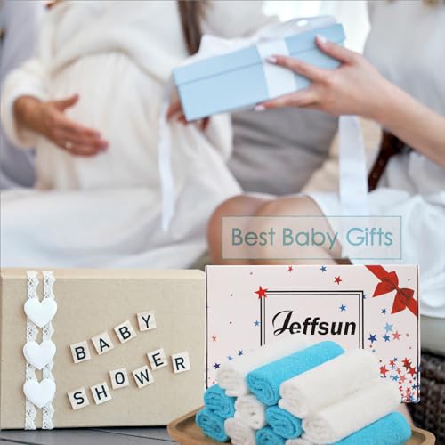 JEFFSUN Baby Washcloths 12 Pack,Super Soft Face Towels,10''x10'',White+Blue | 100% Viscose,Gently Wash Face & Body,Skin Friendly,Easy Rinsed,Hanging Loop,Fast Dry,Newborn Kid Toddler Bath Shower Gifts - color: White & Blue, size: 10x10 inch-12 Pack
