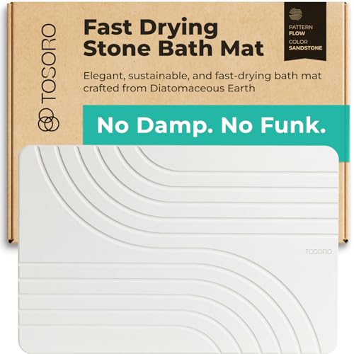 TOSORO - Stone Bath Mat Diatomaceous Earth Shower Mat Non-Slip Super Absorbent Diatomite Stone Bath Mats for Bathroom Floor Quick Drying Natural Easy to Clean (23.5 x 15) - Sandstone - color: Flow Sandstone, size: Pack of 1