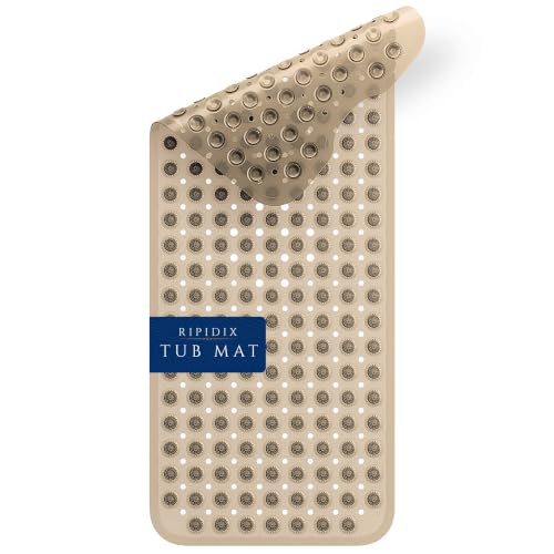Bathtub Mat Non-Slip – 39" x 15.5" Extra Long Shower Mat with Suction Cups, BPA Free & Machine Washable, Textured Bath Mat for Tub, Ideal for Kids, Seniors & Pregnant Women, Clear Brown - color: Light Gray