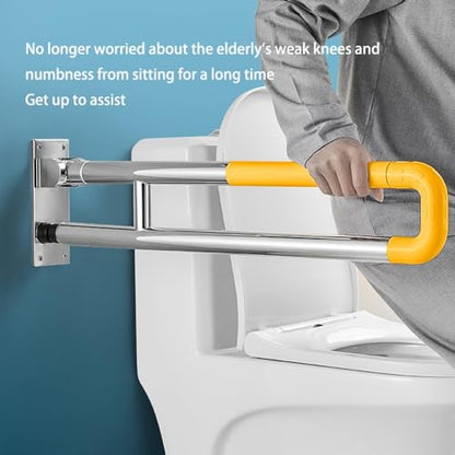 27.6 INCH Toilet Safety Rails, Disabled Flip-Up Bathroom Grab Bar, Toilet Handrails Hand Grips Handle Shower Assist Aid, Handicap Grab Bars for Elderly(Gray:White) - color: White
