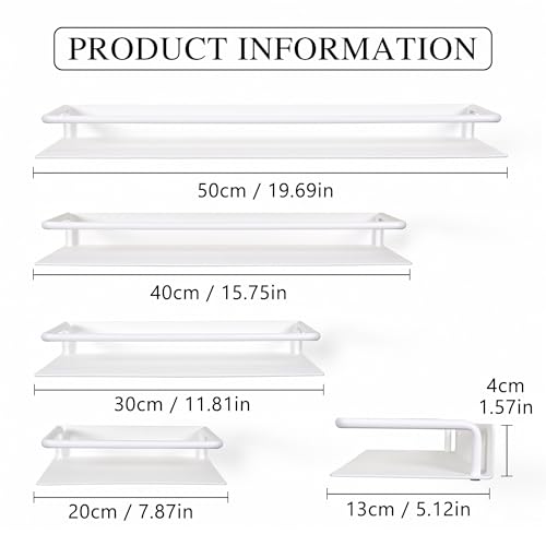 RFOUO 8 Inch Small Metal Wall Shelf with Guard Rail,White,1 Pack | Small Bathroom Shelf, Wall Mounted, Aluminum Floating Shelf, For Toothbrush Perfume Spice,Bathroom Bedroom Kitchen - color: White, size: 8Inch