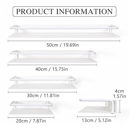 RFOUO 8 Inch Small Metal Wall Shelf with Guard Rail,White,1 Pack | Small Bathroom Shelf, Wall Mounted, Aluminum Floating Shelf, For Toothbrush Perfume Spice,Bathroom Bedroom Kitchen - color: White, size: 8Inch