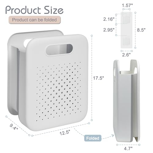 Goderewild Large Collapsible Laundry Basket, Space-Saving Wall-Mounted Hamper Organizer for Home, Dorms, RVs, Measures 13" x 9.5" x 17.5" In - size: L
