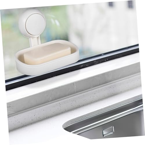VICASKY Double Suction Cup Soap Dish Holder with Efficient Drainage Strong Wall Mount Suction for Shower and Bathroom Easy Install White Soap Tray Attachment Smooth Surfaces