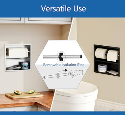 Neodrain White Recessed Toilet Paper Holder,Double Layer Wet Tissue Holder | Space-Saving Wall Niche Cabinet Storage, Rustproof & Durable,For Bathroom, Kitchen & Vanity - color: White
