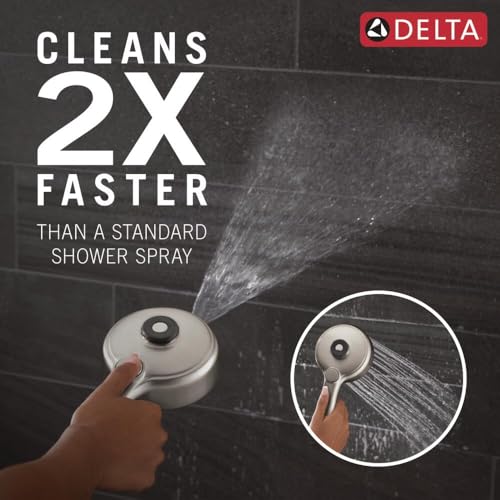 Delta 6-Setting PivotPro 3-in-1 Combination Shower Head with ProClean Spray, Brushed Nickel Round Shower Head Rainfall with Handheld Spray, 1.75 GPM, SpotShield Brushed Nickel 75649SN - color: Spotshield Brushed Nickel