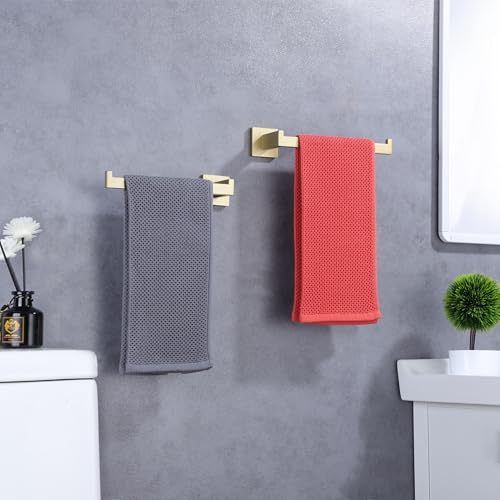 LANC Bathroom Hand Towel Holder 2 Pack Left and Right Side Brushed Gold Hand Towel Bar 10 Inche Square Towel Ring for Kitchen Bathroom Wall Mount Stainless Steel Towel Rack Hanger,A8806BG-LRP2 - color: Brushed Gold, size: Left & Right