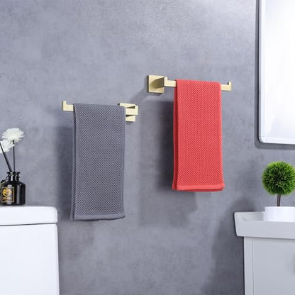 LANC Bathroom Hand Towel Holder 2 Pack Left and Right Side Brushed Gold Hand Towel Bar 10 Inche Square Towel Ring for Kitchen Bathroom Wall Mount Stainless Steel Towel Rack Hanger,A8806BG-LRP2 - color: Brushed Gold, size: Left & Right