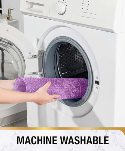 HITSLAM Oval Bathtub Mat Non Slip, 27x15 Inch Bubble Bath Tub Mat for Bathroom, Machine Washable Shower Mat with Suction Cups and Drain Holes, Purple - color: Purple, size: 27" x 15" (Oval)