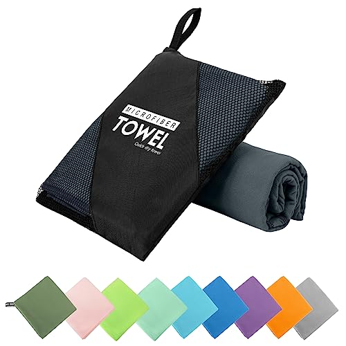 Microfiber Travel Towel, Quick Dry Camping & Gym Towel. Compact | Super Absorbent,Fast Drying,Lightweight,Soft,Suitable for Camping,Backpack,Gym,Swim, Yoga,Hiking - color: Dark Gray, size: XS:12"×24"