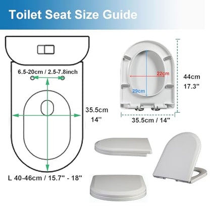 Toilet seat, With Quick Release for Easy Cleaning and Simple Top Fixing Slow Close Toilet Lid for D Shaped Loo Seat - size: 02D