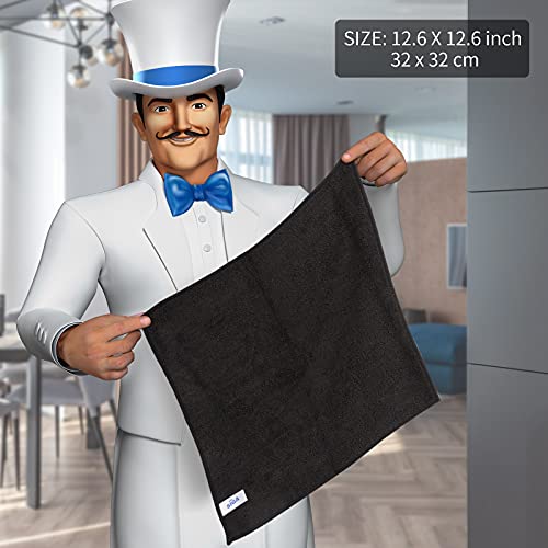 MR.SIGA Microfiber Cleaning Cloths, Streak Free Microfiber Towels, 12 Pack | All-purpose microfiber cloths, ultra absorbent, reusable household cleaning towels, Black, 32 x 32 cm(12.6 x 12.6 inch) - color: Black