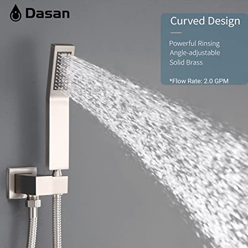 DASAN Tub Shower Faucets Sets Complete Brushed Nickel Bathtub Shower System with Tub Spout, Bathtub Faucet Set Tub and Shower Faucet Combo Trim Kit with Rough-in Valve, DA-SS03BN-S10W - color: Brushed Nickel