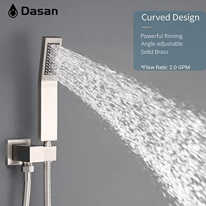 DASAN Tub Shower Faucets Sets Complete Brushed Nickel Bathtub Shower System with Tub Spout, Bathtub Faucet Set Tub and Shower Faucet Combo Trim Kit with Rough-in Valve, DA-SS03BN-S10W - color: Brushed Nickel