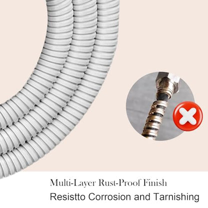 Shower Hose, 79 Inches Extra Long Stainless Steel Handheld Shower Head Hose Replacement with Brass Insert and Nut, Flexible Hose Extension for Hand Held Shower Head - color: White