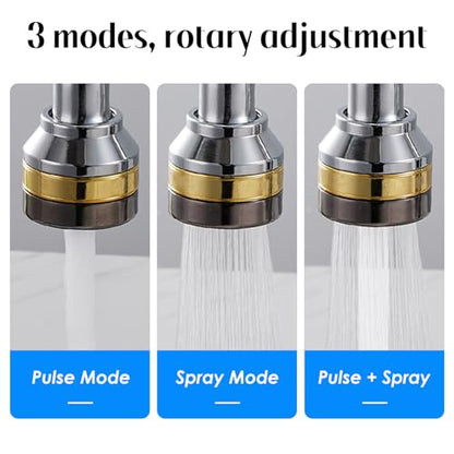 Sink Faucet Sprayer Attachment, Rotatable Faucet Sprayer Head | 360 Degree Swivel, 3 Mode Adjustable, Splash Proof Faucet Aerator, Spray Head, for Home Kitchen Bathroom, Extended Length - color: Extended Length