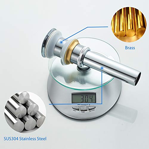 Bathroom Sink Drain Without Overflow with Strainer Basket Detachable Vessel Sink Lavatory Vanity Pop Up Drain Stopper Polished Chrome - color: Chrome, size: Without Overflow
