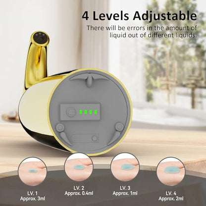 Convenient Automatic Soap Dispenser,4 Adjustable Levels Touchless Hand Sanitizer Pump with Infrared Sensor, Countertop Electric Dispenser for Bathroom,Kitchen - color: Polished Brass