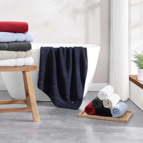 Tommy Hilfiger - Bathroom Towel Set, Ultra-Soft & Quick-Dry with Zero Twist, 600 GSM Plush Cotton Towels (Harborside Solid Light Blue, 6 Piece) - color: Harborside Solid Light Blue