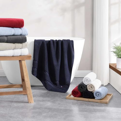 Tommy Hilfiger - Bathroom Towel Set, Ultra-Soft & Quick-Dry with Zero Twist, 600 GSM Plush Cotton Towels (Harborside Solid Light Blue, 6 Piece) - color: Harborside Solid Light Blue