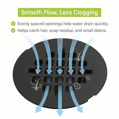 Shower Drain Cover Snap-in Hair Catcher - Matte Black 2 Pack | Stainless steel， 4-1/4" OD snap in， Fits 2-7/8" pin spacing， No tools install. Grate, shower strainer drain replacement. - color: Matte Black